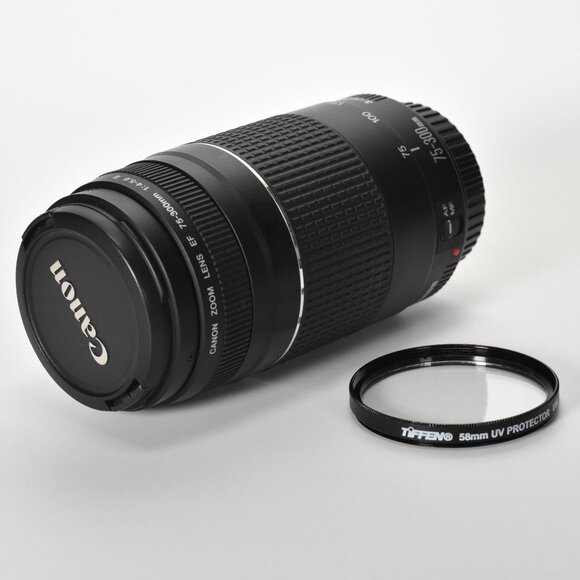 Canon EF 75-300mm f/4-5.6 III Telephoto Zoom Lens with UV Filter MINT - Picture 1 of 10